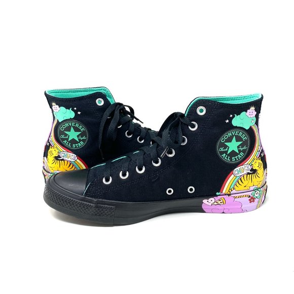 Converse Men's Size 9 171271F CTAS PSYCHEDELIC HOOPS Black Canvas Hi Top Sneaker - Picture 5 of 10